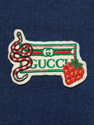 Shop Gucci Logo-patch Denim Dress In Blue