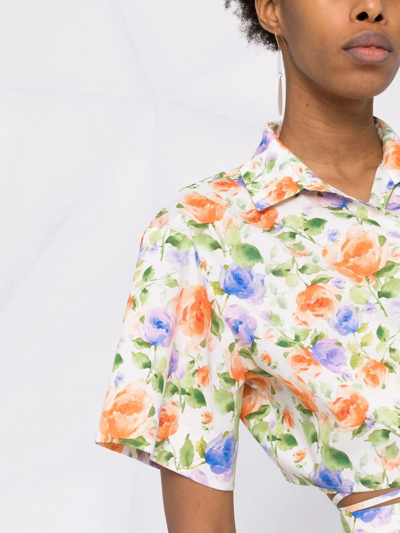 Shop Giuseppe Di Morabito Floral-print Short-sleeve Shirt In Neutrals