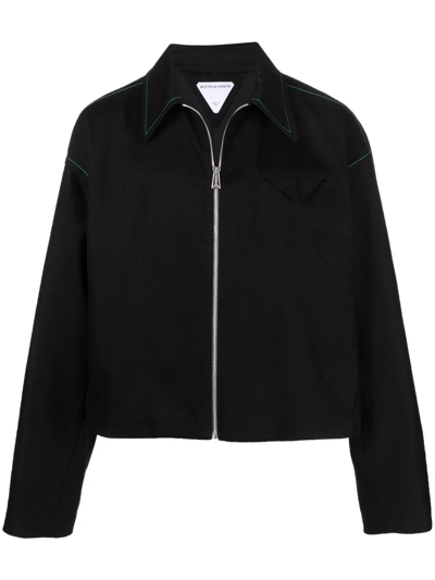 Shop Bottega Veneta Zip Blouson Jacket In Black