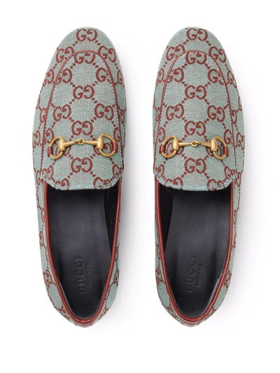 Shop Gucci Jordaan Gg Canvas Loafers In Blau