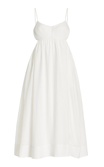 Shop Zimmermann Women's Rosa Cutout Linen Midi Dress In White