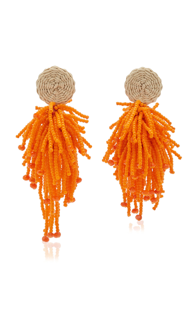 Shop Johanna Ortiz Glass Beaded Luxurious Experience Earrings In Orange,green