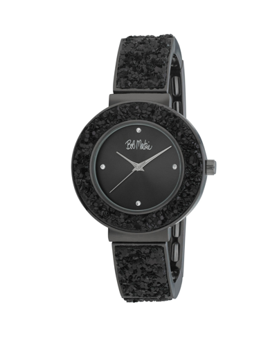 Shop Bob Mackie Unisex Stretch Sequin Expansion Black Base Metal Bracelet Watch 35mm