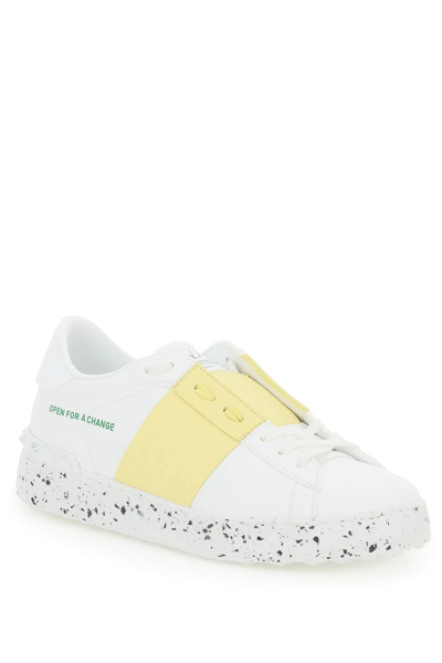 Shop Valentino 'open For A Change' Bio-based Sneakers In White,yellow