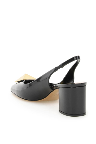 Shop Valentino One Stud Patent Leather Slingback Pumps In Black