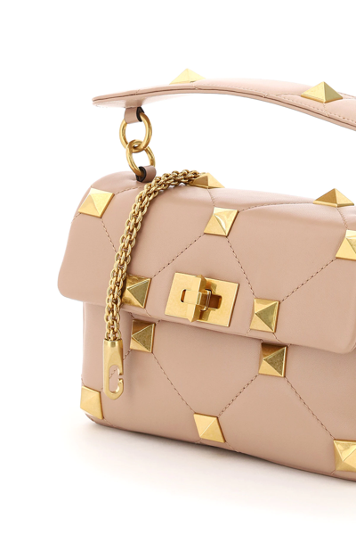 Shop Valentino Roman Stud The Shoulder Bag Medium In Pink