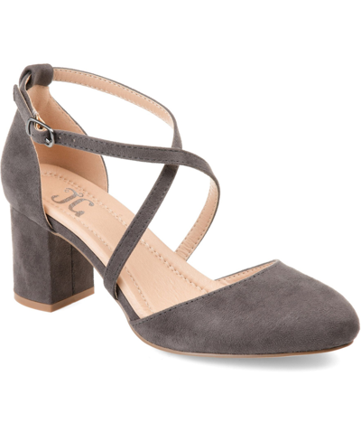 Journee Collection Foster Womens Pointed Closed Toe Block Heel Pumps In Gray