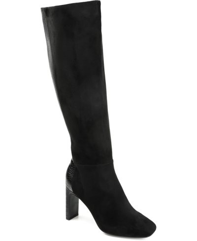Journee Collection Elisabeth Croc Embossed Tall Boot In Black