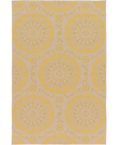 Shop Bayshore Home Outdoor Pashio Pas5 5' 3" X 8' Area Rug In Yellow