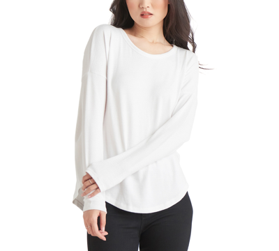 Shop Black Tape Rounded-hem Knit Top In White