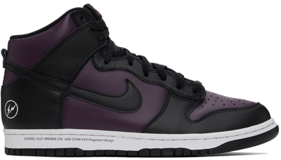 Shop Nike Purple & Black Fragment Design Edition 'beijing' Dunk Hi Sneakers In Wine/black-white