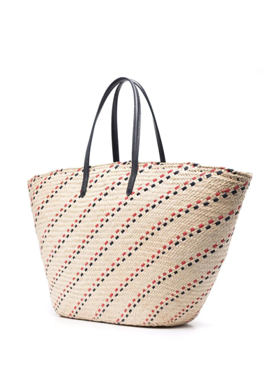 Shop Thom Browne Rwb-stripe Embroidered Tote Bag In Neutrals