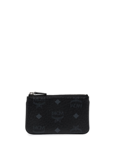 Shop Mcm Mini Monogram-print Key Pouch In Black