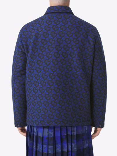 Shop Burberry Monogram Jacquard Shirt Jacket In Blue