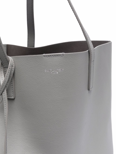 Shop Saint Laurent Large Leather Shopping Tote In Grey