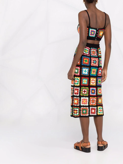 Shop Alanui Crochet-design Skirt In Black