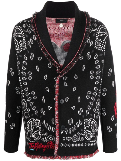 Shop Alanui It's Only Rocknroll Cardigan In Black