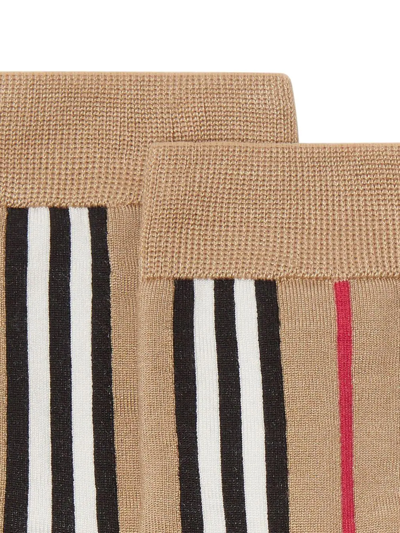 Shop Burberry Icon Stripe Intarsia-knit Socks In Brown