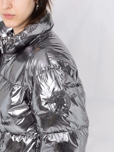 Shop Tommy Hilfiger Down-feather Puffer Jacket In Silver