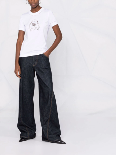 Dolce & Gabbana Broderie-anglaise Cotton T-shirt In White