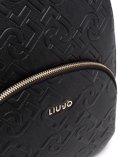 Shop Liu •jo Embossed Logo Backpack In Black