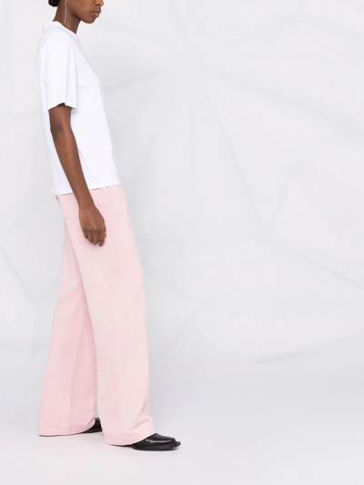 Shop Golden Goose Star-logo Straight-leg Trousers In Pink