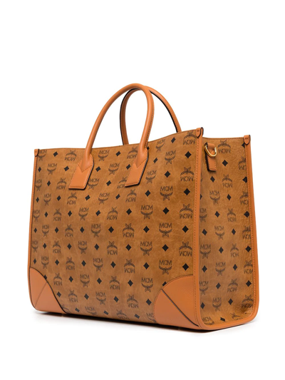 Shop Mcm Extra-large München Tote Bag In Brown