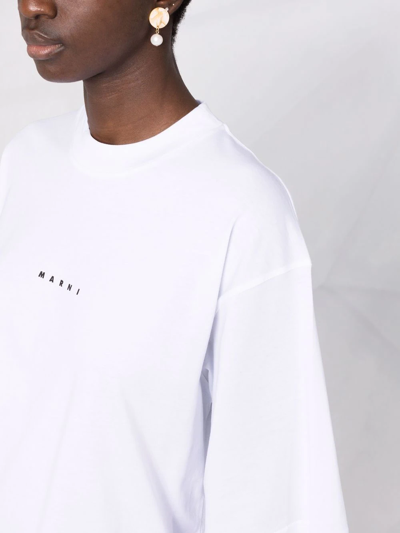 Shop Marni Logo-print Short-sleeve T-shirt In White