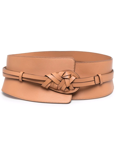 Shop Ulla Johnson Paola Wide Leather Belt In Brown