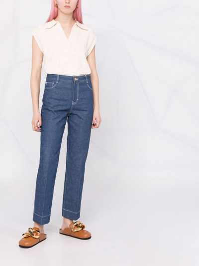 Tory Burch Straight-leg Denim Jeans In Blue