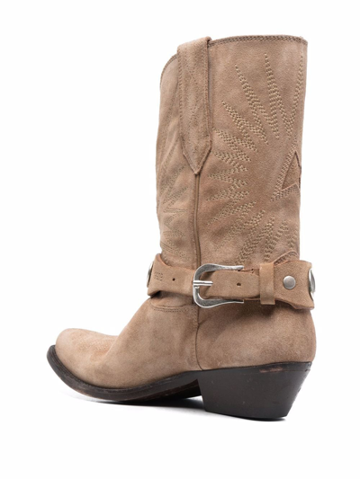 Shop Golden Goose Buckle-fastening Suede Boots In Neutrals