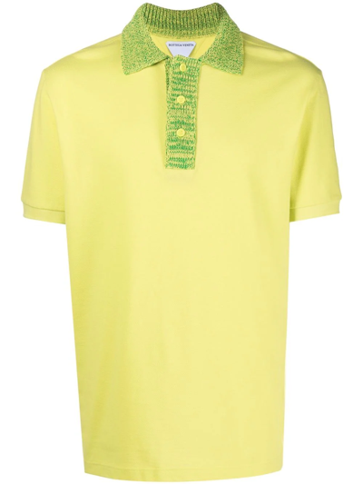 Shop Bottega Veneta Contrasting Cotton Polo Shirt In Yellow