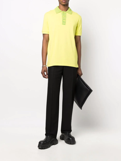 Shop Bottega Veneta Contrasting Cotton Polo Shirt In Yellow