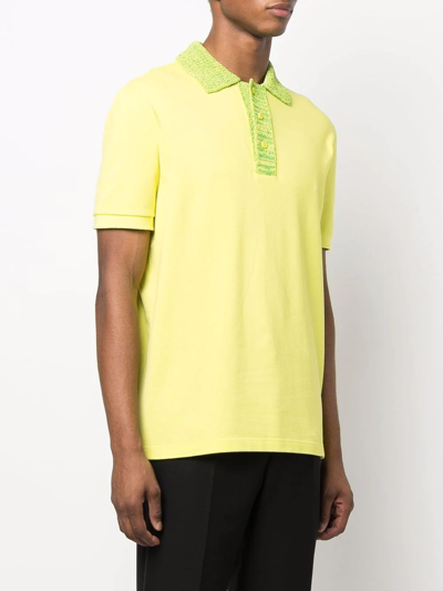 Shop Bottega Veneta Contrasting Cotton Polo Shirt In Yellow