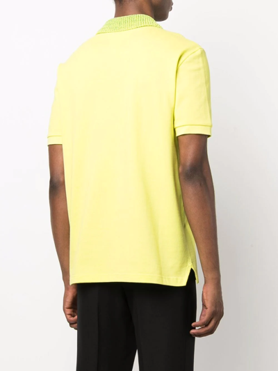 Shop Bottega Veneta Contrasting Cotton Polo Shirt In Yellow