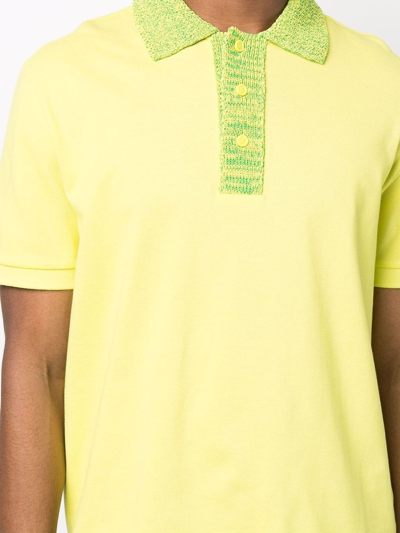 Shop Bottega Veneta Contrasting Cotton Polo Shirt In Yellow