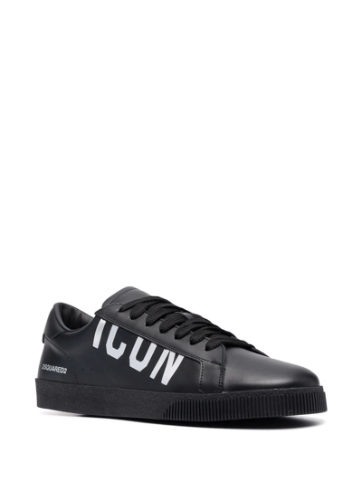 Shop Dsquared2 Icon-print Low-top Sneakers In Black