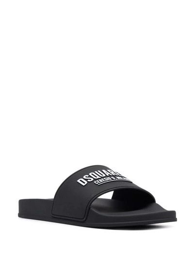 Shop Dsquared2 Logo Detail Slides In Schwarz