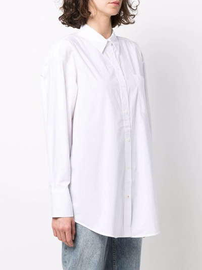 Shop Tommy Hilfiger Long-sleeve Organic Cotton Shirt In Weiss