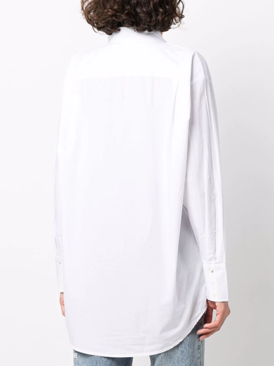 Shop Tommy Hilfiger Long-sleeve Organic Cotton Shirt In Weiss