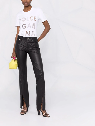 Dolce & Gabbana Openwork-logo Cotton T-shirt In Weiss