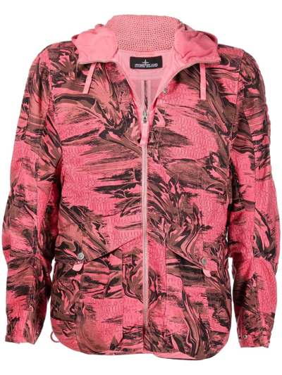 Shop Stone Island Shadow Project Floral-print Bomber Jacket In Rosa