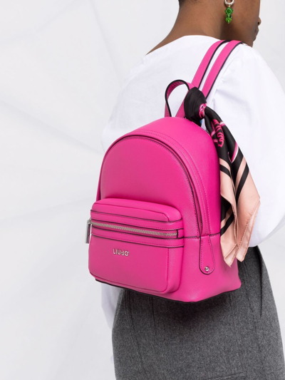 Shop Liu •jo Scarf-detail Backpack In Rosa