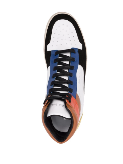 Shop Paul Smith Hi-top Colour Block Trainers In Weiss