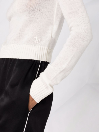 Shop Jil Sander Embroidered Logo Cropped Jumper In Weiss