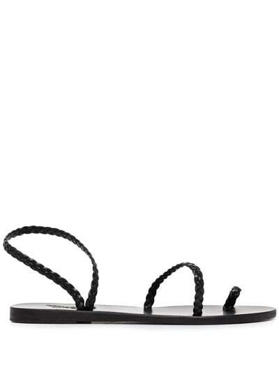 Ancient Greek Sandals Black Braided Leather Eleftheria Sandals | ModeSens