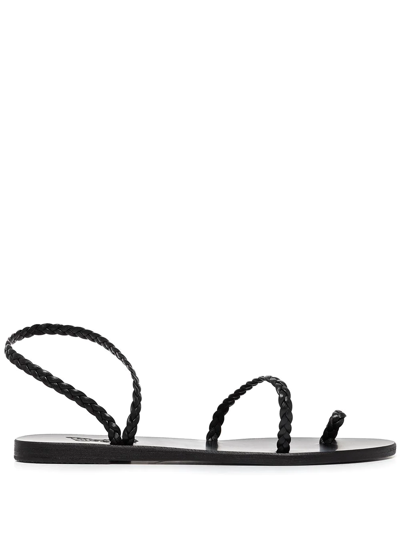 Shop Ancient Greek Sandals Eleftheria Braided Leather Sandals In Schwarz