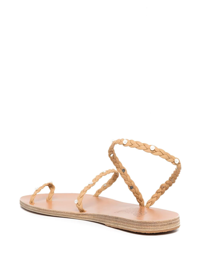 Ancient Greek Sandals Eleftheria Faux Pearl-embellished Braided Leather  Sandals In Neutral | ModeSens