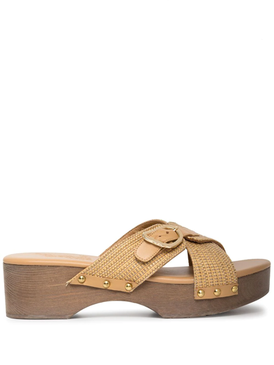 Shop Ancient Greek Sandals Marilisa Crosstrap Clog Sandals In Braun