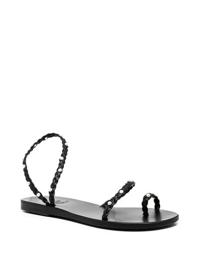 Shop Ancient Greek Sandals Eleftheria Pearl-embellished Sandals In Schwarz